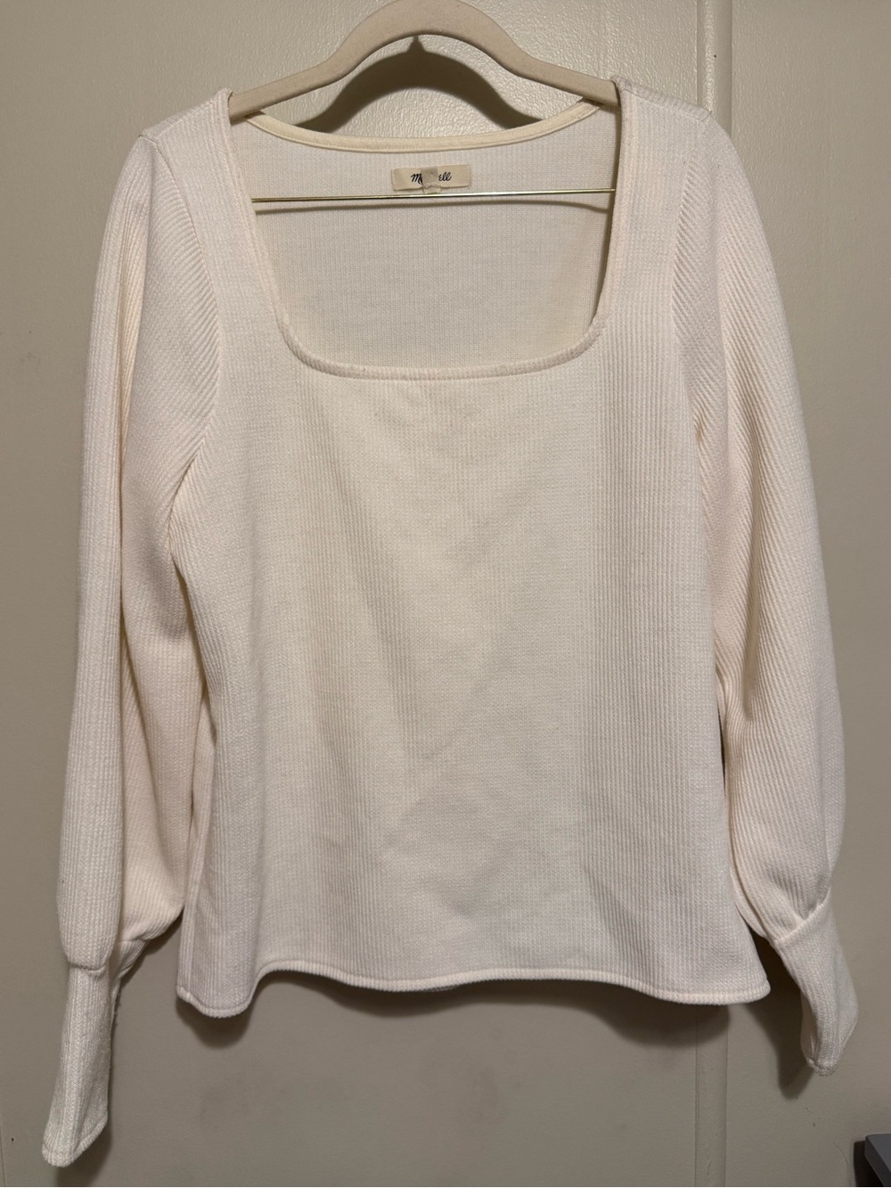 Madewell Melwood Square-Neck Ivory Pullover Sweater Size L